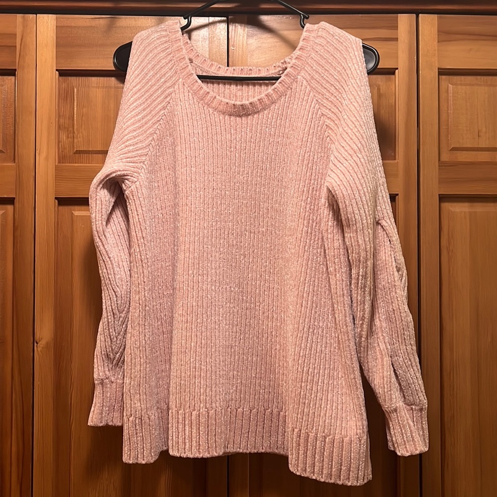 Soft Off The Shoulder Light Pink Sweater